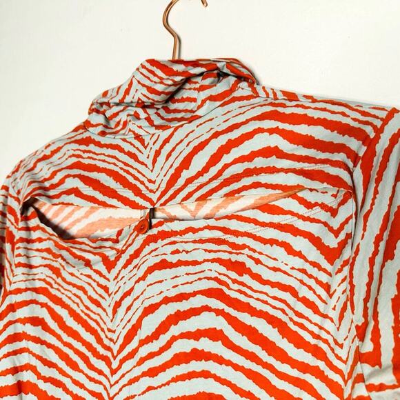 Proenza Schouler Women's White Orange Geometric Zebra Turtleneck Top Size XL - Picture 8 of 12